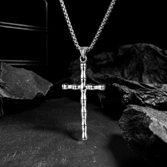 ❤️Fashionable Bamboo Cross Christian Pendant Necklace for women/men,N90201P196 - Picture 4 of 8